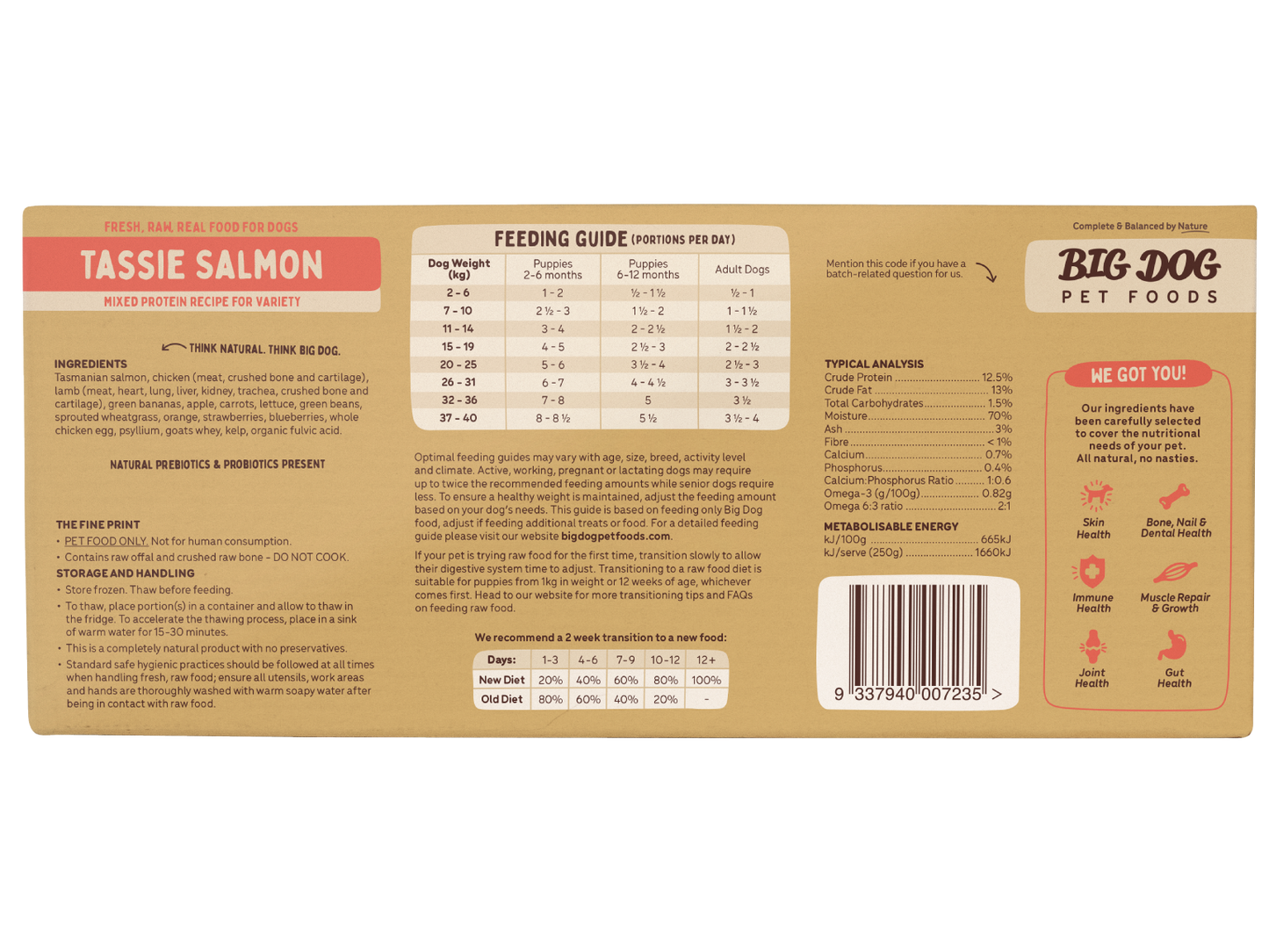 BIG DOG BARF FROZEN TASMANIAN SALMON 3kg - PICK UP ONLY
