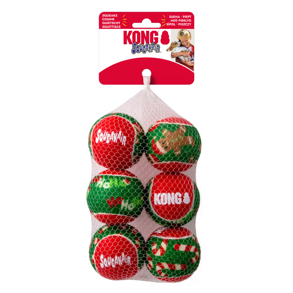 KONG HOLIDAY SQUEAKAIR BALL 6pk