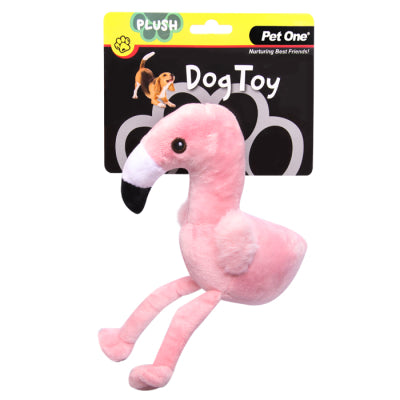 PET ONE Dog Toy Plush Squeaky Flamingo 15cm