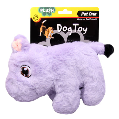 PET ONE Dog Toy Plush Squeaky Hippo 20cm