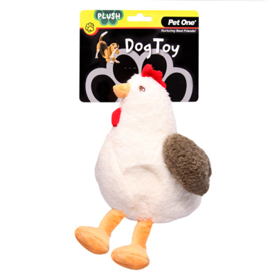 PET ONE Dog Toy Plush Squeaky w Crinkle Hen 22cm