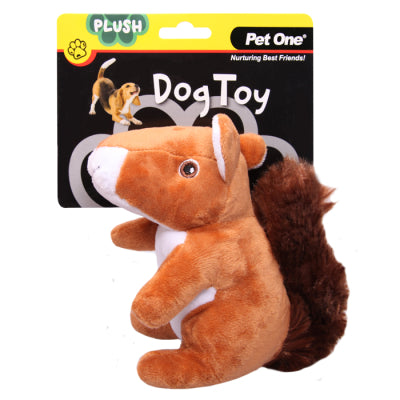 PET ONE Dog Toy Plush Squeaky Squirrel 15cm