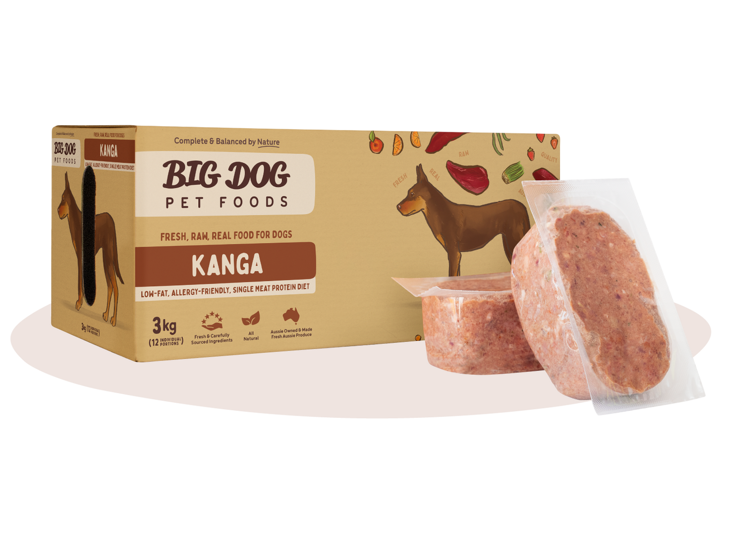 BIG DOG BARF FROZEN KANGAROO 3kg - PICK UP ONLY