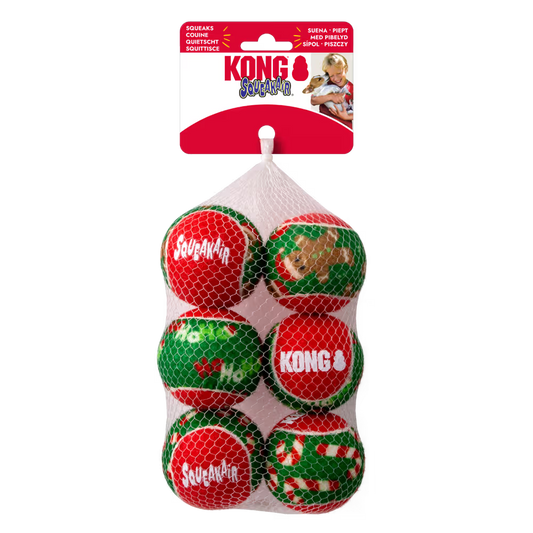 KONG HOLIDAY SQUEAKAIR BALL 6pk
