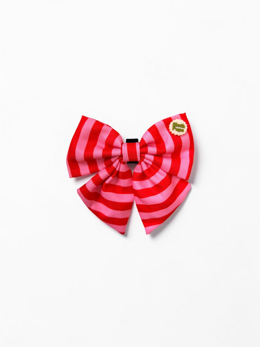 Red & Pink Candy Cane Stripe Christmas Dog Bow Tie