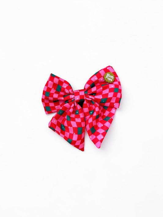 "Sparkle & Spice Check" Christmas Dog Bow Tie
