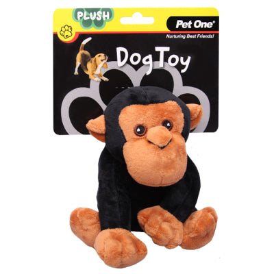 PET ONE Dog Toy Plush Squeaky Chimp 15cm