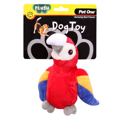 PET ONE Dog Toy Plush Squeaky Parrot 15cm