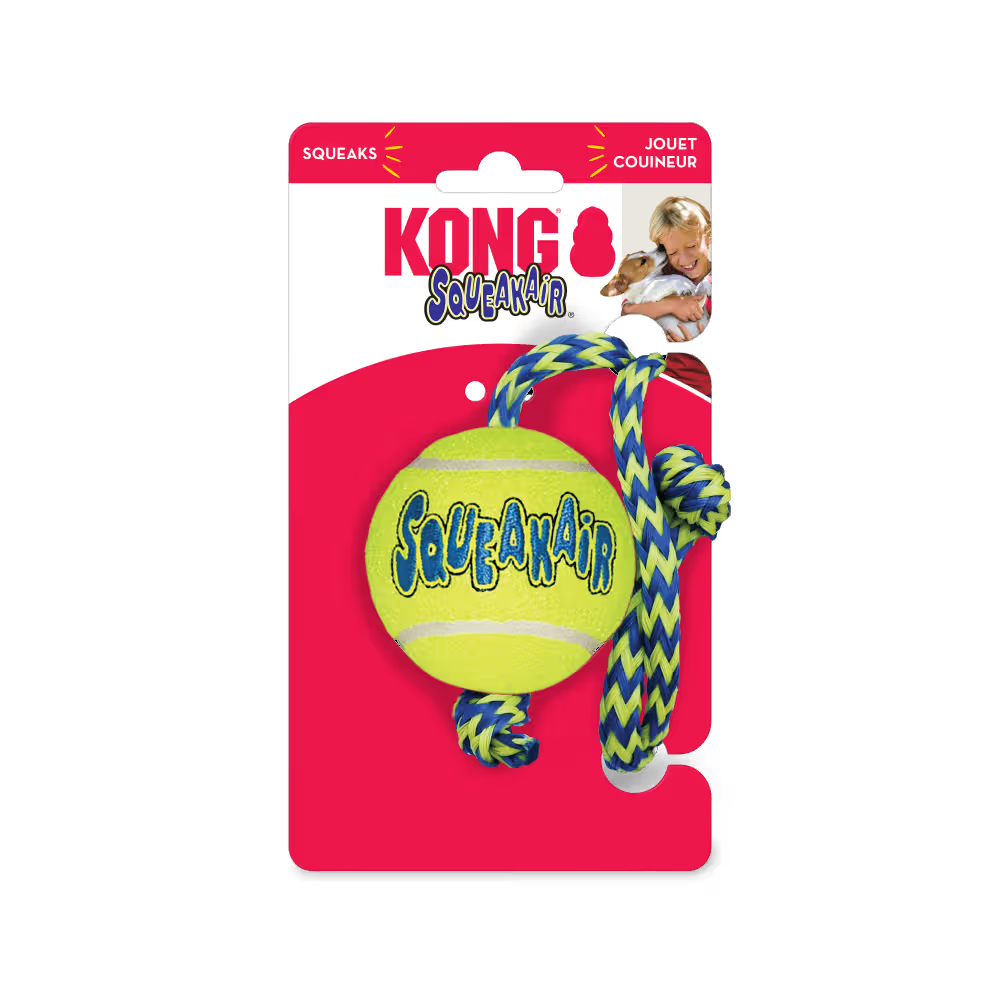KONG AIRDOG SQUEAKER BALL W ROPE