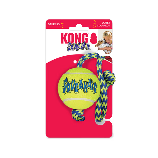 KONG AIRDOG SQUEAKER BALL W ROPE