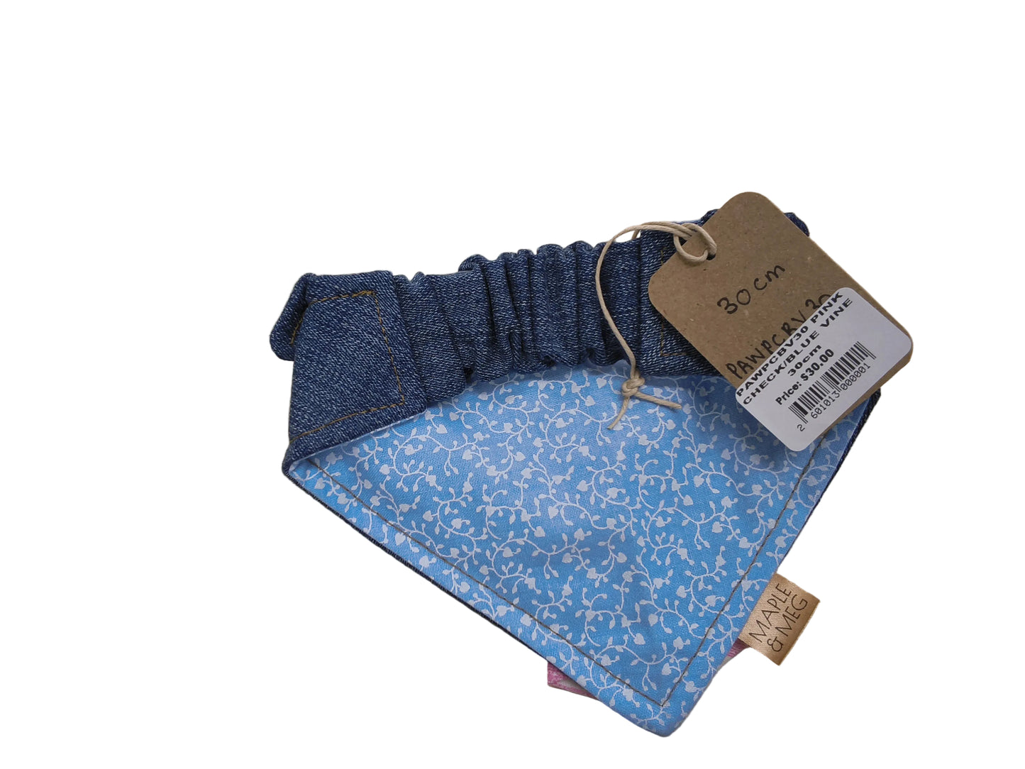 PAWPCBV30 Pink Check/ Blue Vine 30cm
